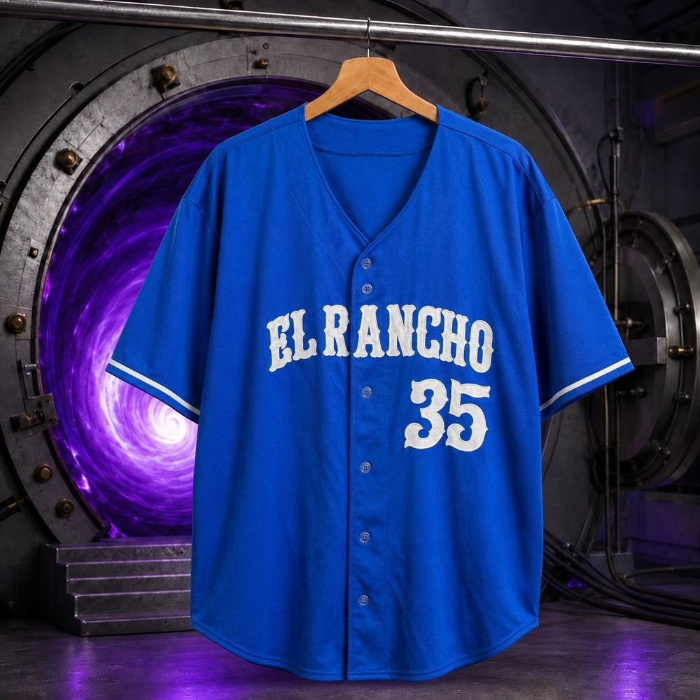 El Rancho 35 Button Front Royal Blue/White Baseball Jersey
